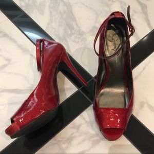 Jessica Simpson Red Peep Toe Pumps Size 8